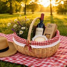 1‑Piece Standard Size Handmade Natural Wicker Picnic Basket, Rustic Country Style Woven Gift Basket With Lid & Portable Handles, Breathable Hand‑Woven Rectangular Storage Hamper For Outdoor Picnic, Party, Barbecue & Holiday Gifting - A - View 4