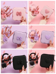 Tas Penyimpanan Kabel Data Kapasitas Besar Gelombang Persegi untuk Kamera CCD, Pengisi Daya Earphone, Kotak Penyimpanan Kartun Lucu Portabel untuk Perjalanan, Warna Solid - MultiWarna - View 5