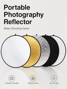 2-In-1 & 5-In-1 Foldable Photography Reflector, Portable Round Gold Silver White Black Soft Light Reflector, Suitable For Portrait, Product, Studio And Outdoor Photography, Multiple Sizes Available - one-size - View 2