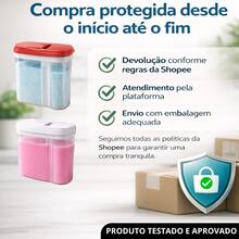 Kit 3 Porta Sabão Com Tampa Plástico Resistente Organização Lavanderia (Cores Sortidas) - Em pó - Visão 6