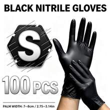 黑色丁腈手套，4/50/100入/包。無盒裝，無粉，耐用。尺寸：S, M, L, XL。耐用拋棄式家用清潔手套，適用於廚房、浴室、清潔、紋身店、美容院、染髮、寵物護理、美容院清潔用品及家用工具（無包裝盒）。 - 彩色 - 查看 15