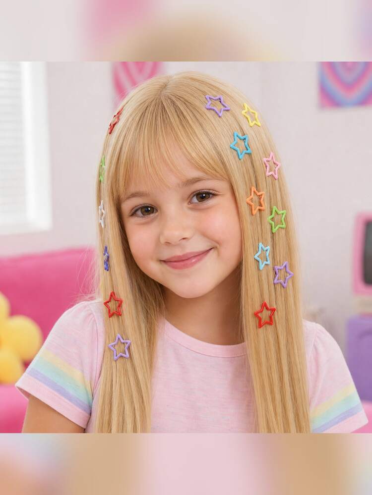 Y2K Star-Shaped Hair Clip, Five-Pointed Star Design Hair Accessory, Suitable For Girls' Daily School, Party Activities, Can Be Matched With Vintage, Sweet, Preppy Styles - Mixed color - View 5