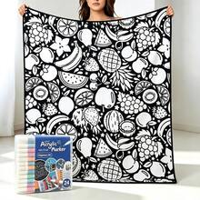 DIY 24-Color Coloring Blanket With Markers, Washable Velvet Creative Handmade Painting Blanket, Suitable For Holiday Art Activities - A - View 15