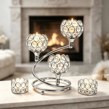 WAXJJDW Gold Crystal Tea Light Candle Holder 5pcs Set, Elegant Tabletop Centerpiece Decor, Luxury Crystal Candle Holder Decoration, Suitable For Wedding, Bridal Shower, Dinner Party, Home Tabletop Decor, Housewarming Gift - Classic European Candlestick - View 4