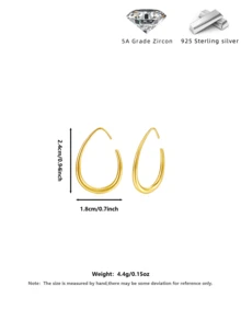 Bông tai bạc Sterling S925 mạ vàng 18K, dạng vòng hình giọt nước thoải mái, kèm hộp quà, phù hợp cho tai nhạy cảm - Vàng - Xem 7