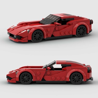 Red Sports Car Building Block Set, DIY Racing Car Model Kit For Kids Ages 6+, Christmas Gift For Young Car Fans