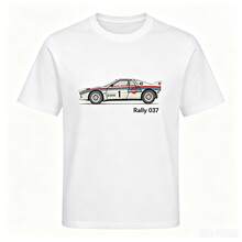Bacardi 1 Pc Men's Casual T-Shirt 100% Cotton Martini Rally 037 Car Print On Chest, Streetwear And Travel, Summer, Vintage Style, Men's T-Shirt - White - View 8