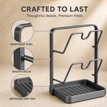 1pc/Kitchen Pot Lid Storage Rack, Made Of Thick Carbon Steel Material, Can Fix The Position Of Pot Lids And Spoons During Cooking. Multi-Functional Kitchen Pot Lid Storage Tool, Equipped With Detachable Drip Tray - Multicolor - View 8