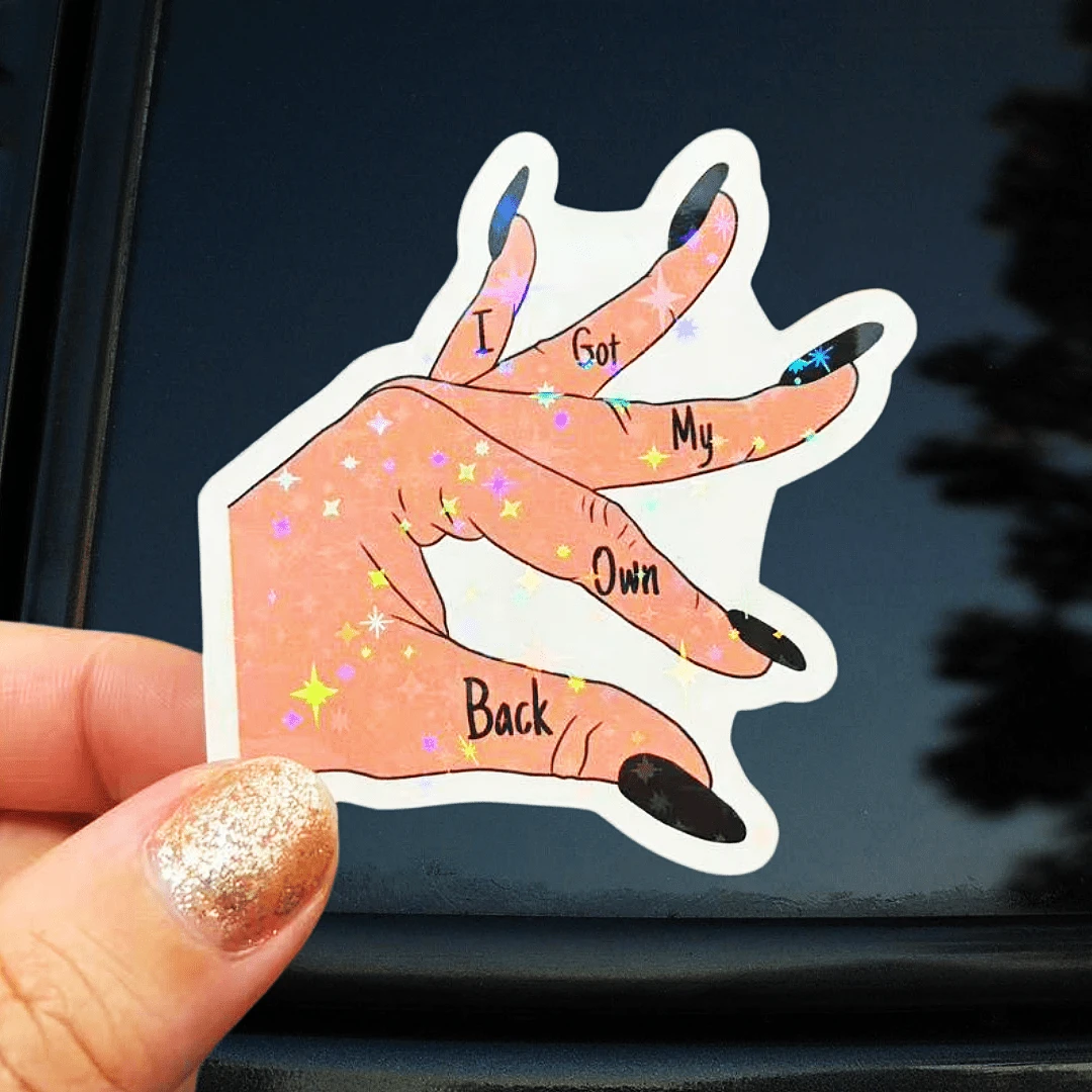 Black Nail Hand I Got My Own Back, Representing Self-Acceptance And Self-Support Strong Inner Core, Waterproof Vinyl Sticker - Durable Smooth Surface, Self-Adhesive Bumper Sticker, Suitable For Cars, Windows, Laptops, Trucks, Water Bottles - Multi-Functional Durable Design, Car Sticker - Vinyl - View 1
