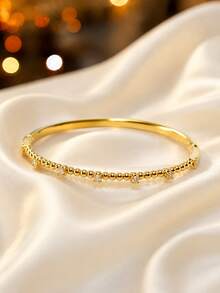 1pc Women's Exquisite Beaded Open Cuff Bracelet, Ins Style, High-End Versatile Evening Wear Accessory - Bracelet - View 3