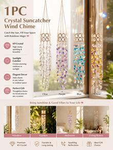 1pc Bell Flower Sun Catcher, Colorful Rainbow Maker, Floral Pattern, Reflective Decorative Wind Chime, Suitable For Balcony, Garden, Home Decor, Nature Lover Gift, Spring/Summer Decoration - Multi-color - View 1