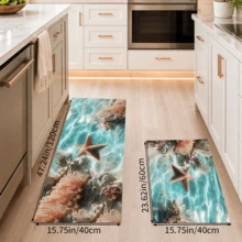1pc, Starfish Pattern Printed Diatomaceous Earth Kitchen Mat, Absorbent Kitchen Floor Mat, Kitchen Rug, Long Runner Mat, Sink Front Mat, Suitable For Kitchen, Bathroom, Entryway, Hallway, Laundry Room And Home Decor - Multicolor - View 13