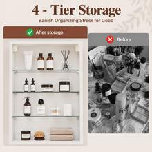 FUNFOLLOW Arched Wall Mounted Medicine Cabinet, Bathroom Mirror With Storage, Left/Right Reversible Door, Adjustable Shelf, Surface Mount  Mirror  Cabinet, 15.7"X31.5" /15.7"*29.5" - Gold - View 9
