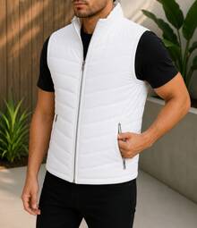 HPC POLO Men's Casual Vest, Lightweight, Comfortable - 白色 - 查看 3