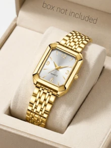 2/1pc Women's Quartz Watch & Rhinestone Bracelet Jewelry Set, Elegant Fashion Minimalist Dial Design, Suitable For Daily Wear, Party, Valentine's Day, Wedding Season, Thanksgiving And Various Holiday Gifts - Gold - View 3