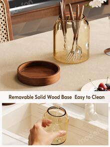 Exquisite Affordable Luxury Amber Glass Chopstick Holder, Dust-Proof Design, Fashionable Kitchen Utensil Storage Container, Suitable For Knives, Forks, Spoons, Ideal For Home Kitchen, Dining Table And Restaurant - View 4