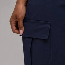 Pantalon Cargo Para Dama Acampanado  Casual    Las mezclas de algodón    Cargo  Cintura Ajustada  Botón delantero    Pantalones Cargo  Diario    Atemporal - azul real - Ver 3