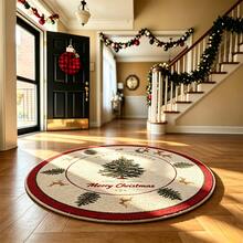 31.5/47.24/55.12inch Christmas Round Area Rug, Merry Christmas Tree Print Non Slip Crystal Velvet Floor Mat, Holiday Decor Carpet For Living Room Bedroom Xmas Home Decor - Christmas Round Rug - View 7