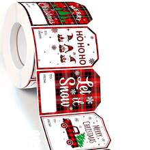 100pcs Christmas Gift Tags - Red Plaid Design With Holiday Messages Like Ho Ho Ho, Joy, Merry Christmas And Let It Snow - Multicolor - View 7