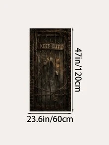 1pc Halloween Horror Door Banner, DO NOT ENTER, LET ME OUT And KEEP OUT Warning Text, Ghost Silhouette, Ghost Hand, Iron Fence And Old Window Print, Multiple Styles Available, Suitable For Front Door, Porch, Haunted House, Party And Indoor/Outdoor Holiday Decoration - Door Knocker - View 17