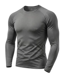 KIT e Unidade Camisas Manga Longa Dry Fit UV50 Academia Pesca Caminhada Treino Corrida Poliéster   Outono  Primavera  Verão  Inverno    Slim Fit - Azul e Cinza - Visão 3