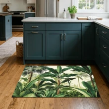 1pc Banana Leaf Pattern Printed Diatomaceous Earth Kitchen Mat, Absorbent Kitchen Floor Mat, Kitchen Rug, Long Runner Mat, Sink Front Mat, Suitable For Kitchen, Bathroom, Entryway, Hallway, Laundry Room And Home Decor - Multicolor - View 6
