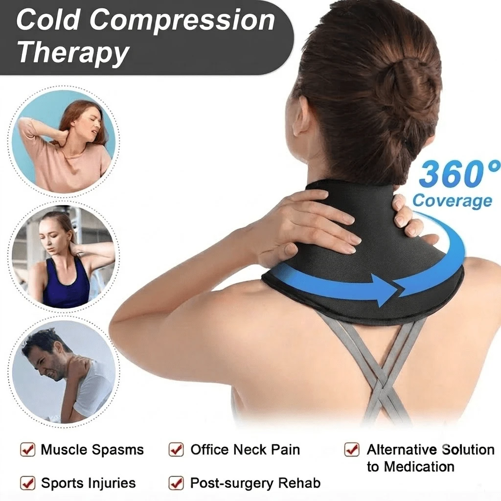 微波加熱頸肩背部加熱墊｜大尺寸濕熱加重無線加熱墊｜灰色壓力緩解、緊張放鬆頸部加熱圍巾