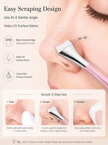 Minimalist Curved Metal Scraper, Smooth Wide Edge, Slim Ergonomic Handle, Precise Scraping Design, Blackhead Removal Tool For Nose, Chin And Forehead Care, Bathroom Vanity, Travel, Daily Skincare, All-Season Facial Pore Cleaning Accessory - Multicolor - View 3