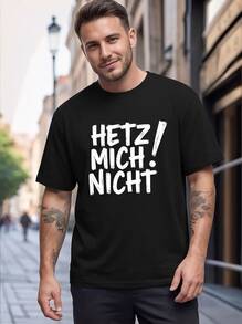 Olivgrünes Herren-T-Shirt in Große Größen mit dem Slogan "I'M Not In A Hurry", leichter Sommerstoff, maschinenwaschbar für den täglichen Gebrauch. Schnelle Lieferung - Schwarz - Übersicht 2