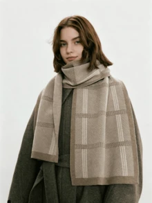 1pc Thickened Autumn/Winter Scarf, Stylish Knitted Woolen Scarf, Soft Warm Neck Warmer, Windproof Thickened Scarf - Multicolor - View 8