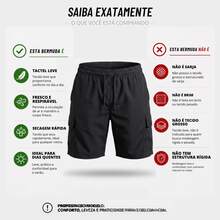 Plus Size Cargo Shorts, Sizes S To 3XL, With 5 Pockets. Comfortable, Made Of Tactel And Elastane Material. - Navy Blue - View 2