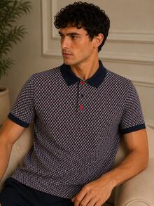 Duca Printed Regular Fit %100 Cotton Men's Polo Shirt - Dark Grey - View 2