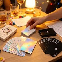 1件極簡霧面粉色撲克牌,全息幻彩撲克牌,便攜式卡牌遊戲組,適合派對遊戲之夜,新奇收藏卡牌禮物 - A - 查看 2