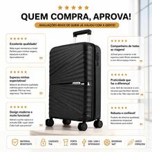 Kit 2 Malas 10KG Polipropileno Cadeado TSA Rodinhas 360 Porta-Copo Porta USB/USB-C Padrão ANAC - Preto/Rosé - Visão 7