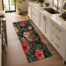 1pc Tiger Pattern Diatomaceous Earth Kitchen Mat, Absorbent Kitchen Floor Mat, Kitchen Rug, Long Strip Foot Mat, Sink Front Mat, Suitable For Kitchen, Bathroom, Entryway, Hallway, Laundry Room And Home Decor - Multicolor - View 2