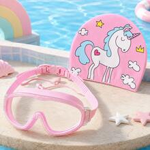 Set Kacamata Renang Anak, Kacamata Renang Motif Kartun Unicorn/Hiu dengan Topi Renang Kain, Tali yang Dapat Diatur, Perlengkapan Renang Anak, Hari Pertama Sekolah - Biru - View 9