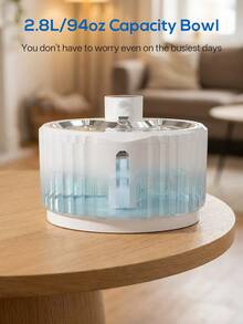 Wireless Automatic Cat Water Dispenser - Smart Sensor Pet Water Bowl - 2.8L/94oz For Cats & Dogs - Rechargeable Battery - White - View 8