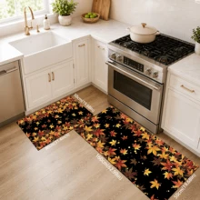 1pc Maple Leaf Pattern Diatomaceous Earth Kitchen Mat, Absorbent Kitchen Floor Mat, Kitchen Rug, Long Runner Mat, Sink Front Mat, Suitable For Kitchen, Bathroom, Entryway, Hallway, Laundry Room And Home Decor - Multicolor - View 16
