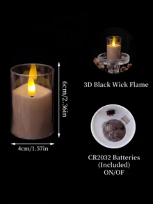 6/12/24pcs Acrylic Flameless Flickering Candles (Batteries Included), With Remote Control And Timer, Suitable For Home Decor, Wedding, Holiday, Party Decoration, Table Centerpiece, Patio Decor - Grey - View 8