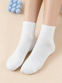 5雙女款藍色漸層素色中筒襪，休閒透氣耐穿四季款，基礎日常穿搭襪，Y2K街頭風 - 彩色 - 查看 9