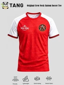 Style Customized Men's Football Jersey & Customizable Name & Number & Crew Neck Lightweight Football Sports Top & Suitable For Football Matches, Training, Daily Wear, Gifts - Red - View 10