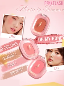 PINKFLASH 1.5g Fashion Blush Powder, Long-Lasting Oil-Resistant Formula, All-Day No Fading Or Smudging, Natural Healthy Complexion, Contours Cheekbones And Enhances Facial Contour, Mini Portable Design, Convenient For Touch-Ups Anytime - #O01 MELON MELON - View 4