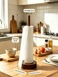 1pc Solid Walnut Wood No-Drill Kitchen Paper Towel Holder - Vertical Paper Towel Roll Rack, Countertop Home Paper Towel Storage Rack, Suitable For Kitchen And Bathroom, Home Storage Box And Rack, Independent Floating Bathroom Dining Table Storage Rack, Can Hold Multiple Rolls - Multicolor - View 5