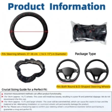 15 Inch Car & SUV Steering Wheel Cover - PU Leather & PVC, Non-Slip Grip, No Inner Ring, Easy Installation, Fits 38cm(15 Inch) O-Shape/D-Shape Steering Wheels, Car Interior Accessory - Multicolor - View 5