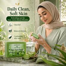 Aloe Vera Gentle Cleansing Soap Bar, Refreshing Oil Regulating Cleanser, Deep Pore Cleaning, Infused With Aloe To Hydrate And Comfort Skin, Ideal For Daily Bath Routine And Post-Sun Skin Care, Suitable For Both Men And Women In All Four Seasons,100g - Aloe - View 5