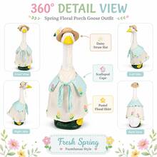 Frühlings-Blumen-Veranda-Gänse-Outfit-Set, geeignet für 23 Zoll Outdoor-Beton-Gänse-Dekoration, geeignet für Veranda, Rasengans, Garten-Gans Frühlingslandschaft, Feiertags-Outdoor-Dekoration Gänse-Outfit (Gänse-Skulptur nicht enthalten) - Gans-Outfit - Übersicht 4