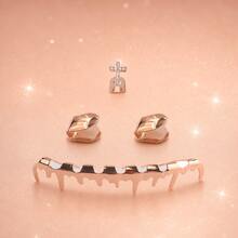 Bộ 4 miếng bọc răng grillz hip hop cá nhân hóa ngách, mạ bóng đính đá zirconia hình chữ thập bản mỏng, phụ kiện tiệc tùng hài hước cho biểu diễn nhảy, quà tặng lễ hội - Nhiều màu - Xem 8