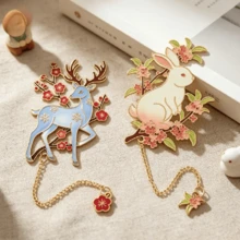 1Piece Retro Hollow Metal Animal Bookmark Vintage Chinese Style Page Marker For Reading Students School Gift Use - Style 1 - View 5