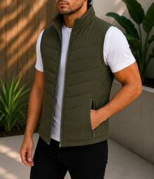 HPC POLO Men's Casual Vest, Lightweight, Comfortable - 橄欖綠 - 查看 3