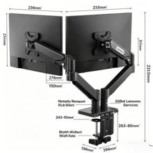 Lenovo AM120 Dual Monitor Mount Gas Spring Height Adjustable Full Motion VESA Bracket Fit 17-32 Inch Computer Screens For Home Office Desk - View 2